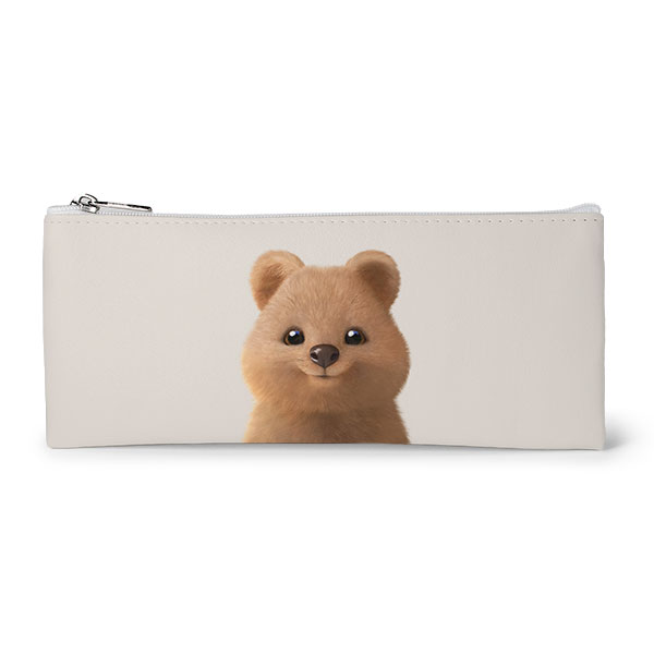 Toffee the Quokka Leather Flat Pencilcase