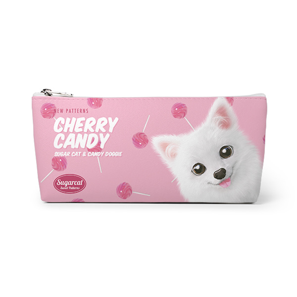 Dubu the Spitz’s Cherry Candy New Patterns Leather Triangle Pencilcase