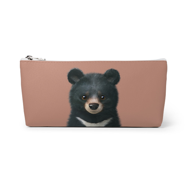 Bandal the Aisan Black Bear Leather Triangle Pencilcase