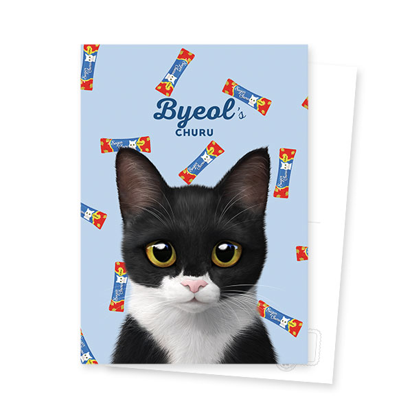 Byeol the Tuxedo Cat&#039;s Churu Postcard