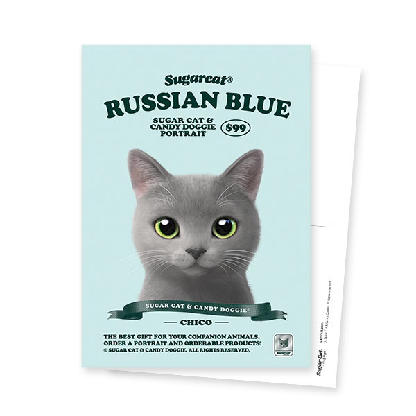 Chico the Russian Blue New Retro Postcard