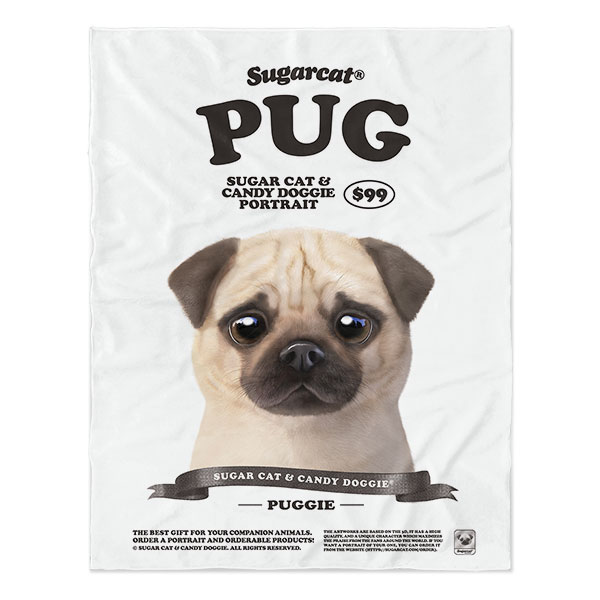 Puggie the Pug Dog New Retro Soft Blanket