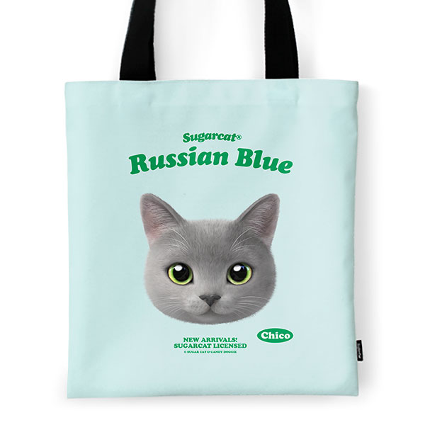 Chico the Russian Blue TypeFace Tote Bag