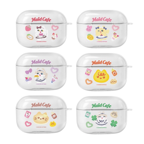 Snooze Kittens® Maid Cafe Airpods Pro Clear Hard Case 6 types