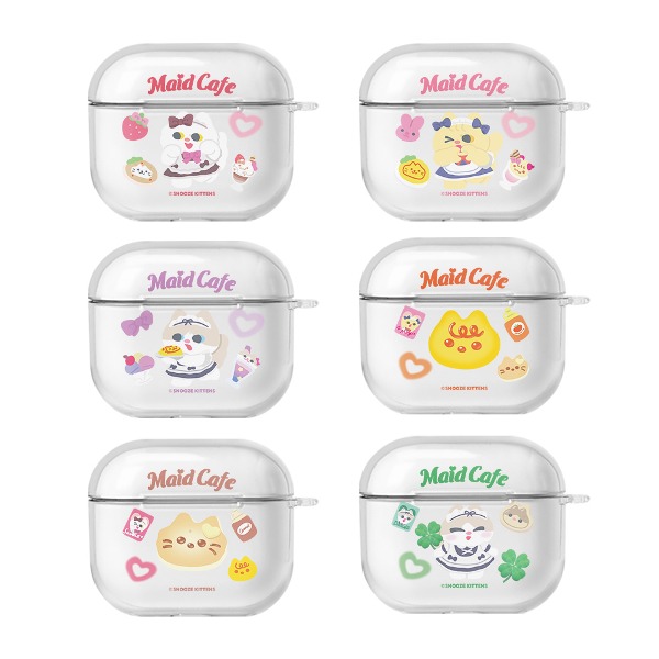 Snooze Kittens® Maid Cafe Airpods3 Clear Hard Case 6 types