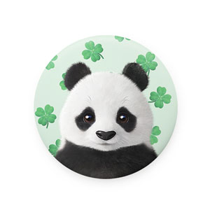 Panda’s Lucky Clover Mirror Button