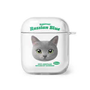Chico the Russian Blue TypeFace AirPod Clear Hard Case