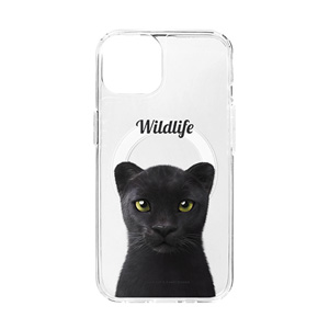 Blacky the Black Panther Simple Clear Gelhard Case (for MagSafe)