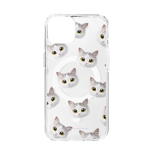 Rangi the Norwegian forest Face Patterns Clear Gelhard Case (for MagSafe)