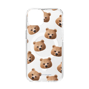 Brownie the Bear Face Patterns Clear Gelhard Case (for MagSafe)