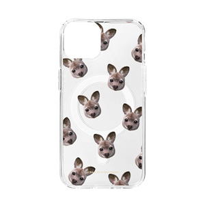 Wawa the Wallaby Face Patterns Clear Gelhard Case (for MagSafe)