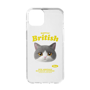 Max the British Shorthair TypeFace Clear Jelly/Gelhard Case