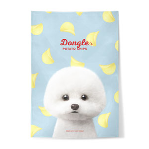 Dongle the Bichon&#039;s Potato Chips Fabric Poster