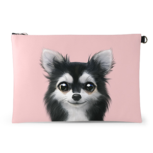 Cola the Chihuahua Leather Clutch (Flat)