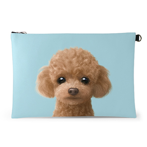 Ruffy the Poodle Leather Clutch (Flat)