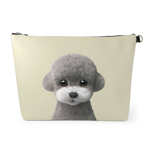 Earlgray the Poodle Leather Clutch (Triangle)