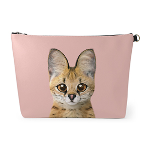 Scarlet the Serval Leather Clutch (Triangle)