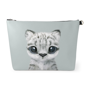Yungki the Snow Leopard Leather Clutch (Triangle)