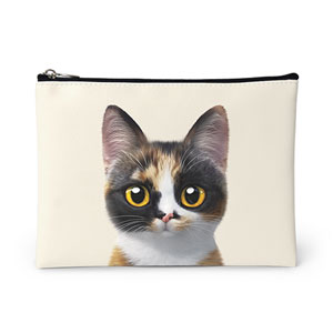 Mayo the Tricolor cat Leather Pouch