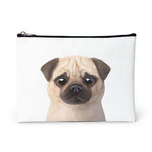 Puggie the Pug Dog Leather Pouch