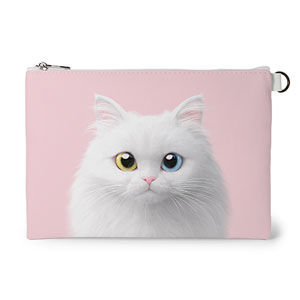 Cloud the Persian Cat Leather Flat Pouch