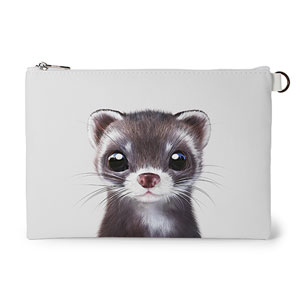 Jusky the Ferret Leather Flat Pouch