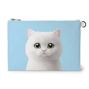 May the British Shorthair Leather Flat Pouch
