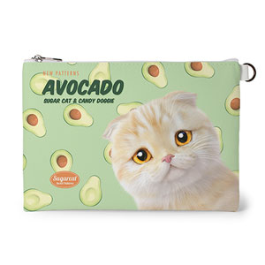 Achi’s Avocado New Patterns Leather Flat Pouch