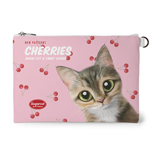 Cherry’s Cherries New Patterns Leather Flat Pouch