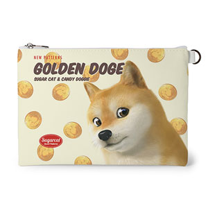 Doge’s Golden Coin New Patterns Leather Flat Pouch