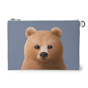 Brownie the Bear Leather Flat Pouch