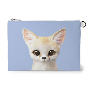Denny the Fennec fox Leather Flat Pouch