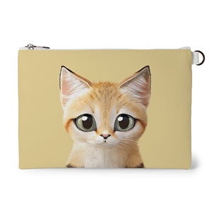 Sandy the Sand cat Leather Flat Pouch