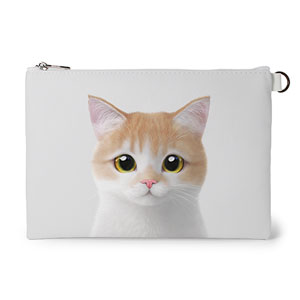 Yuja the British Shorthair Leather Flat Pouch