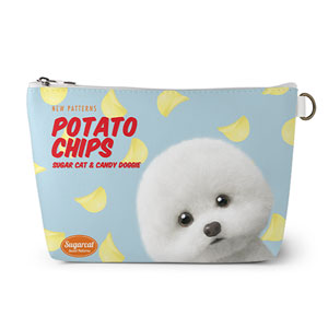 Dongle the Bichon&#039;s Potato Chips New Patterns Leather Triangle Pouch