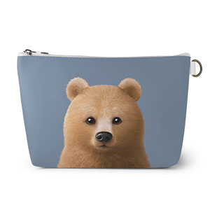 Brownie the Bear Leather Triangle Pouch