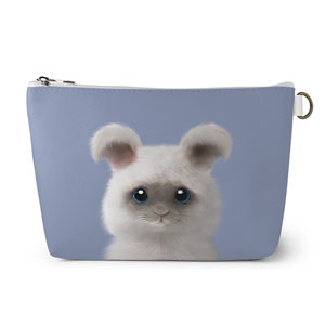 Fluffy the Angora Rabbit Leather Triangle Pouch