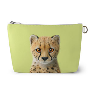Samantha the Cheetah Leather Triangle Pouch