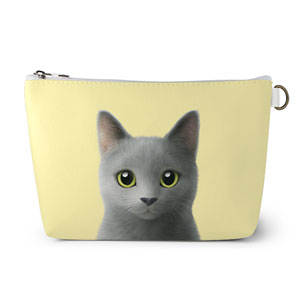 Woori the Russian Blue Leather Triangle Pouch