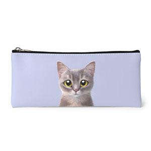 Leo the Abyssinian Blue Cat Leather Pencilcase