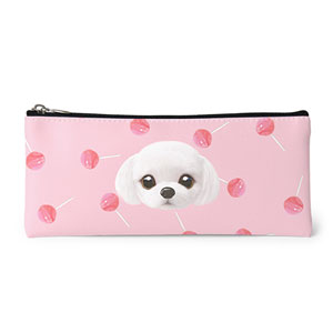 Doori’s Strawberry Candy Face Leather Pencilcase