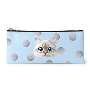 Heart’s Woolen Ball Face Leather Pencilcase