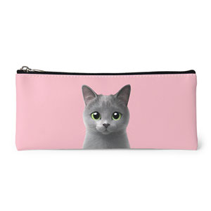 Sarang the Russian Blue Leather Pencilcase