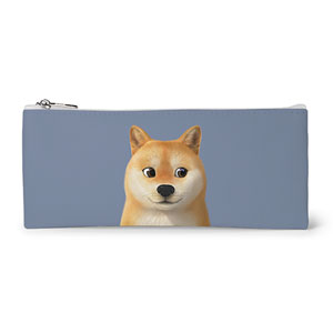 Doge the Shiba Inu Leather Flat Pencilcase