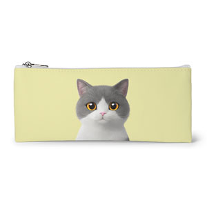 Max the British Shorthair Leather Flat Pencilcase
