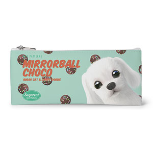 Livee’s Mirrorball Choco New Patterns Leather Flat Pencilcase
