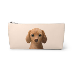 Baguette the Dachshund Leather Triangle Pencilcase