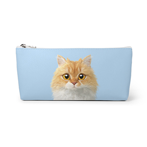Hodu the Selkirk Rex Leather Triangle Pencilcase