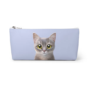 Leo the Abyssinian Blue Cat Leather Triangle Pencilcase