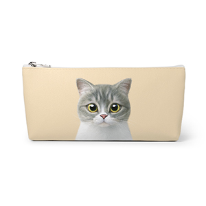 Moon the British Cat Leather Triangle Pencilcase
